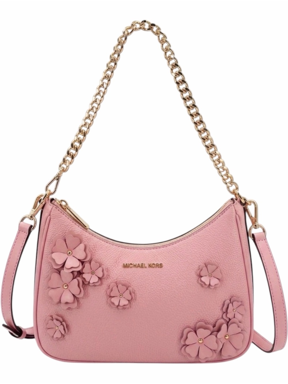 Michael Kors Jet Set Embellished Floral Carnation Crossbody Pouchette bag in box